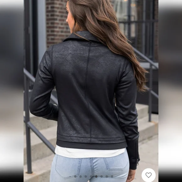 Grace and lace Move free leather like moto Jacket - Picture 2 of 7